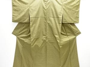 小格子織り出し米沢紬着物